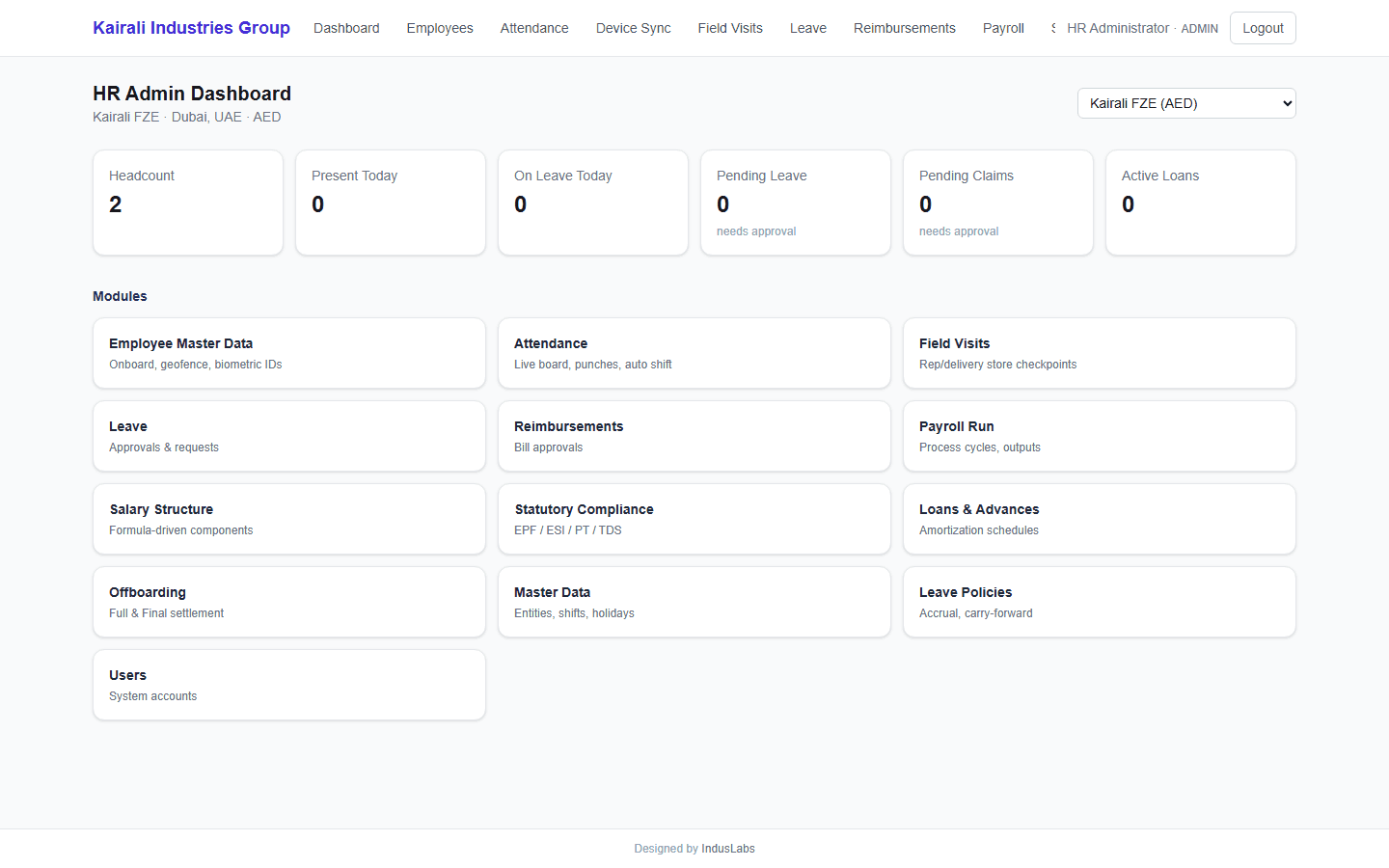 HRMS — Multi-Tenant HR & Payroll — screenshot of the running product