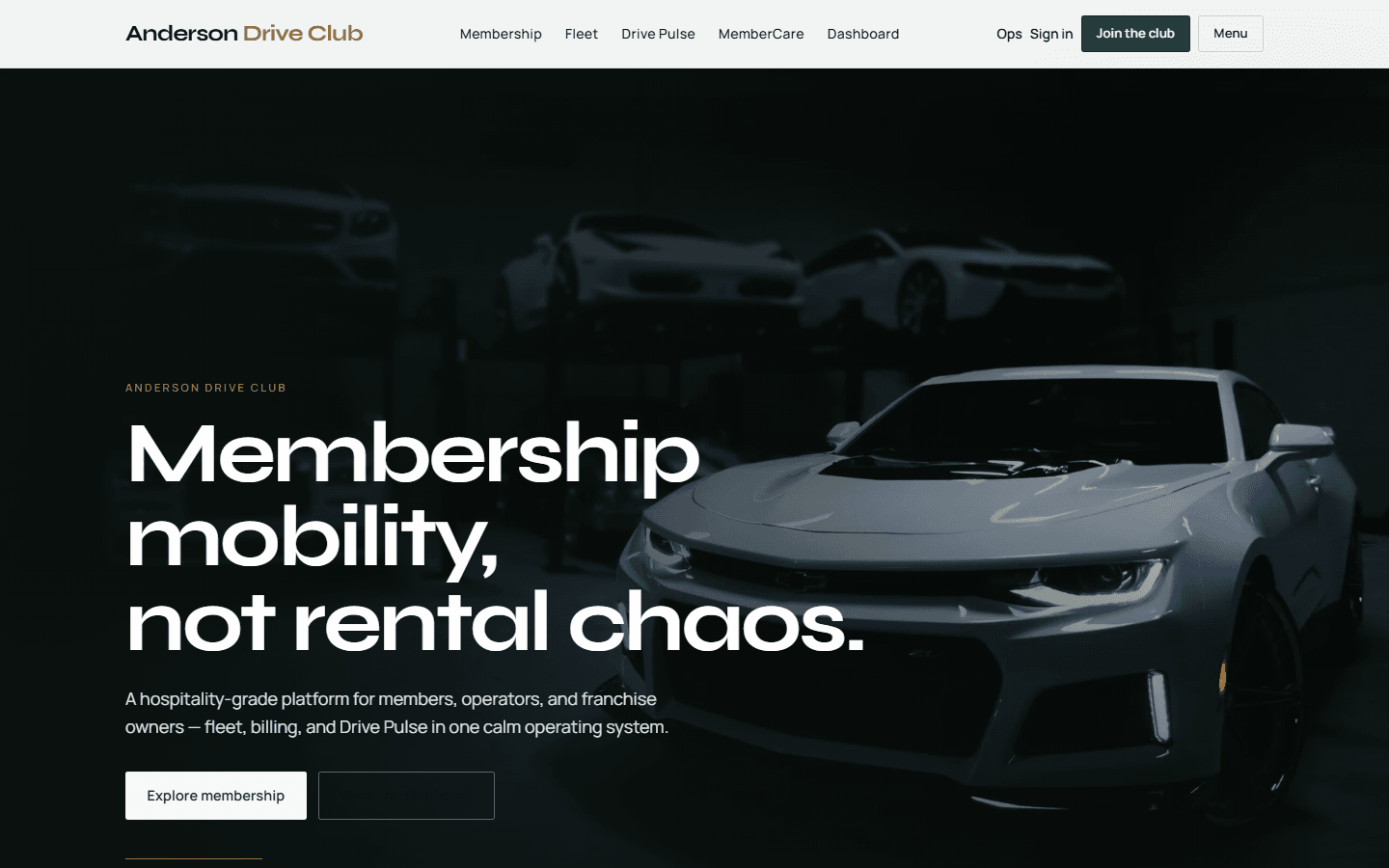 Vehicle Subscription & Fleet Platform — screenshot of the running product
